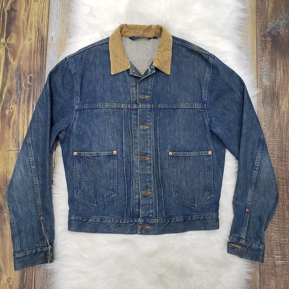 Polo Ralph Lauren Other - Vintage Polo Ralph Lauren M Corduroy Collar Dungaree Blue Denim Trucker Jacket